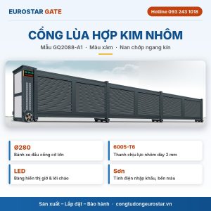 Cổng lùa hợp kim nhôm GQ2088-A1 màu xám – Eurostar Gate