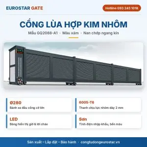 Cổng lùa hợp kim nhôm GQ2088-A1 màu xám – Eurostar Gate